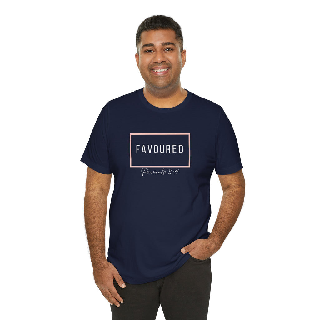 Favoured Christian T-Shirt – Proverbs 3:4 Scripture Tee | Faith-Based Unisex Shirt