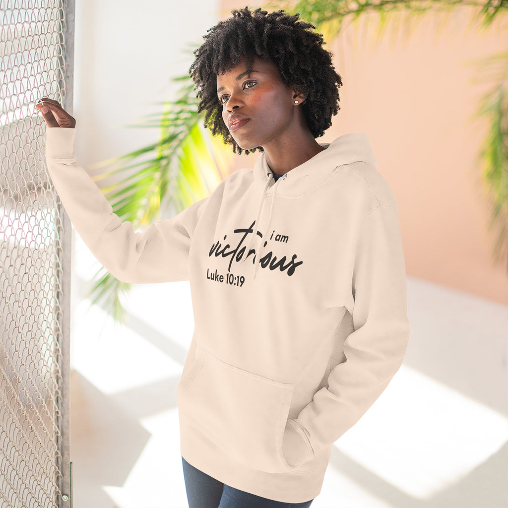 I Am Victorious Hoodie — Luke 10:19 Christian Scripture Fleece Pullover