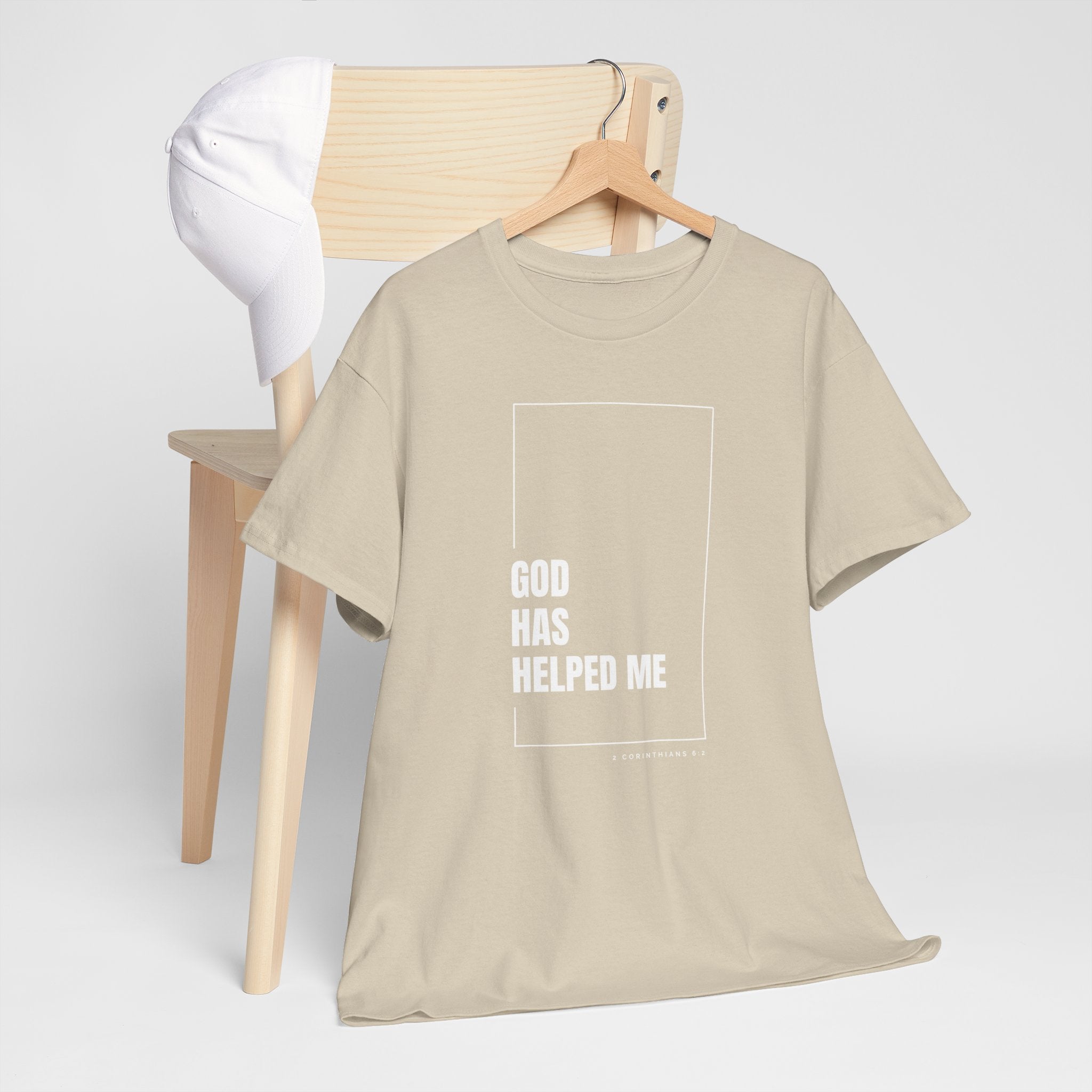 God Has Helped Me Christian T-Shirt – 2 Corinthians 6:2 Faith Tee | Unisex Heavy Cotton Shirt