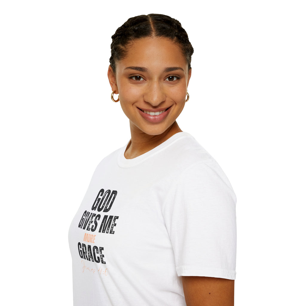 God Gives Me More Grace T-Shirt — James 4:6 Christian Scripture Tee