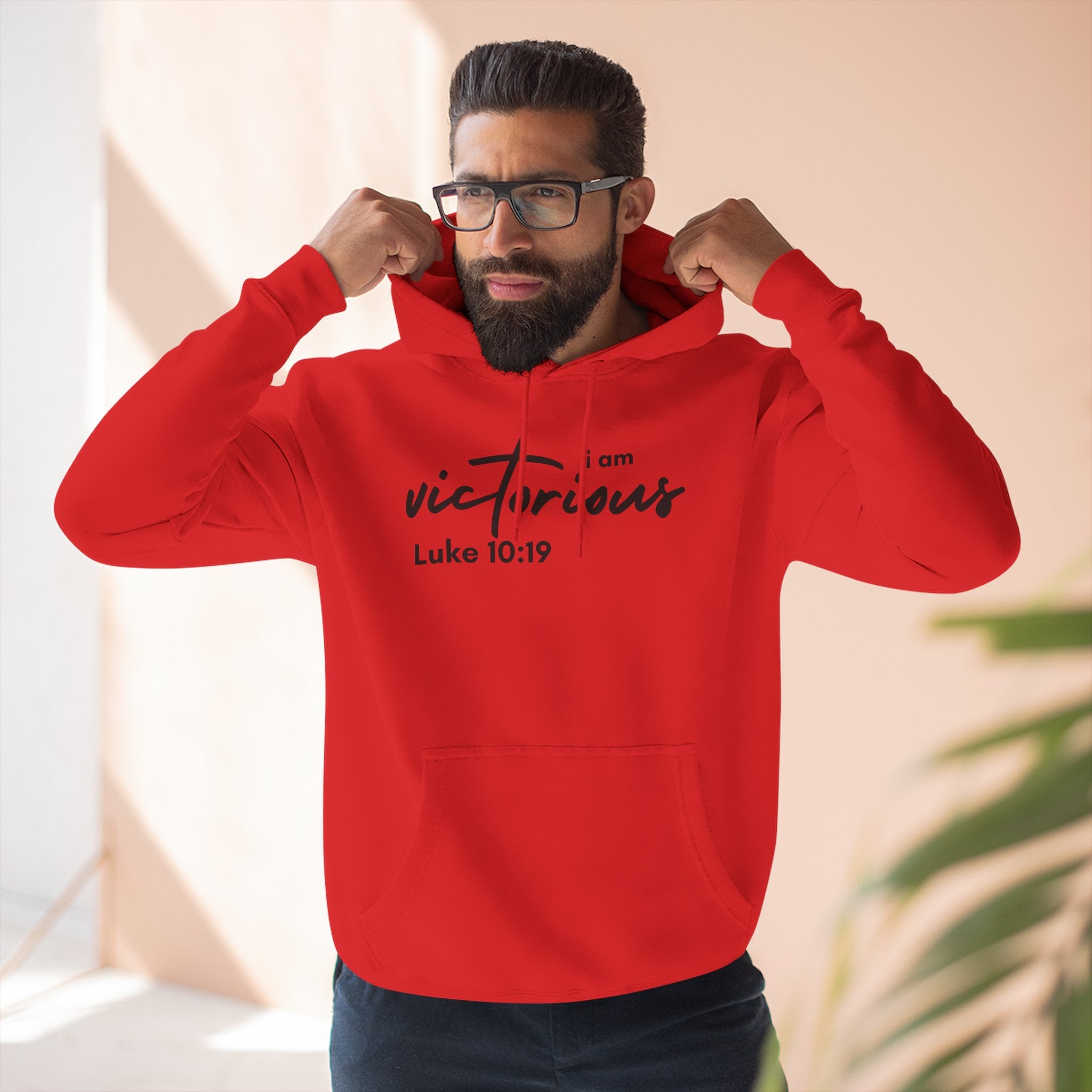 I Am Victorious Hoodie — Luke 10:19 Christian Scripture Fleece Pullover