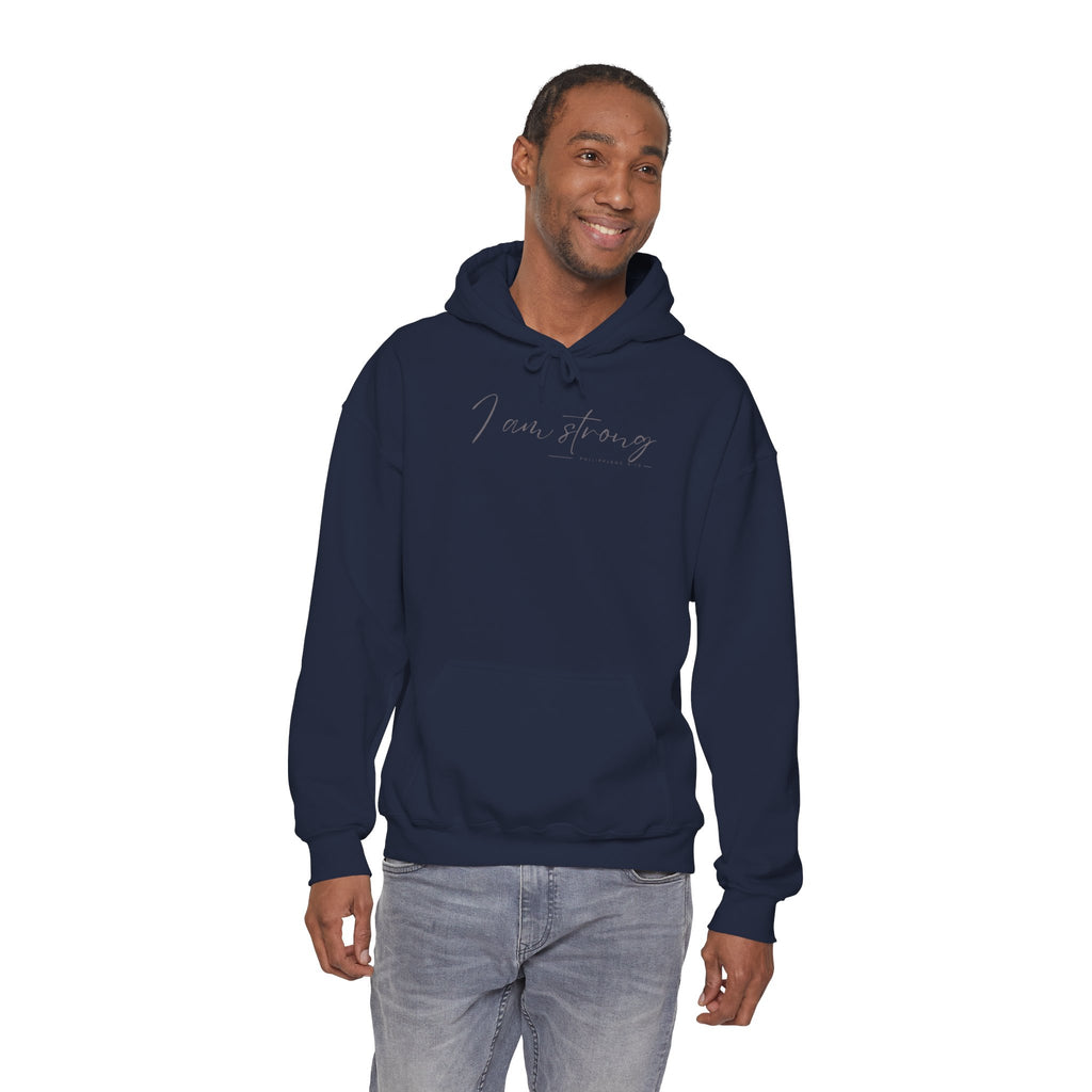 I Am Strong Hoodie – Philippians 4:13 Christian Unisex Faith Sweatshirt