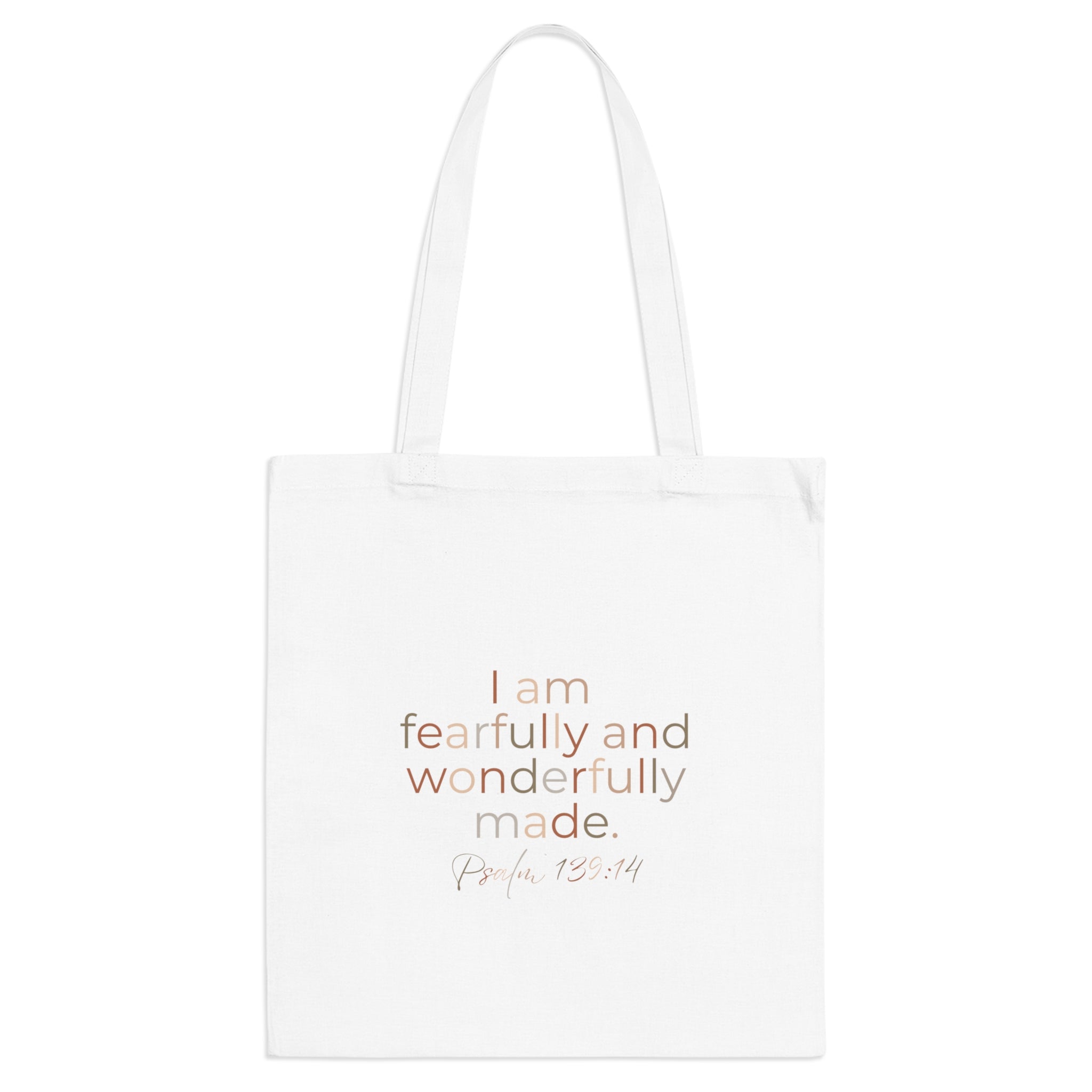 I Am Fearfully and Wonderfully Made Tote Bag – Psalm 139:14 Christian Cotton Tote
