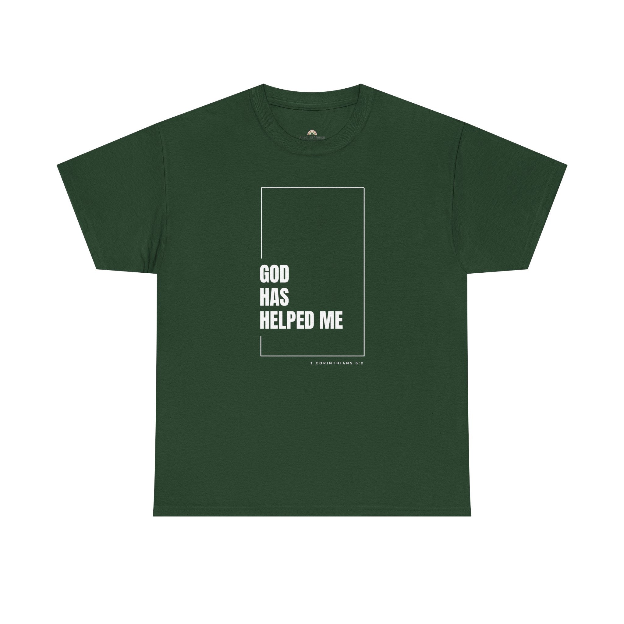 God Has Helped Me Christian T-Shirt – 2 Corinthians 6:2 Faith Tee | Unisex Heavy Cotton Shirt