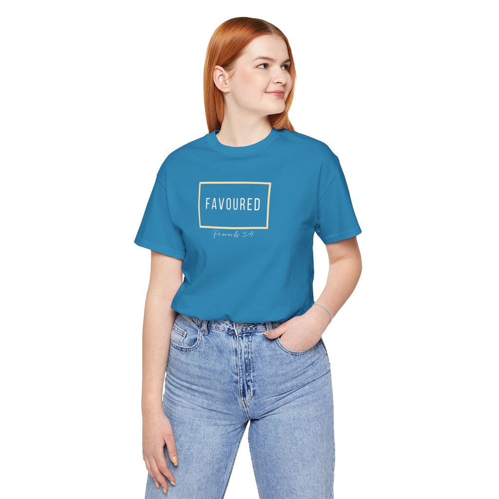 Favoured Christian T-Shirt – Proverbs 3:4 Scripture Tee | Faith-Based Unisex Shirt