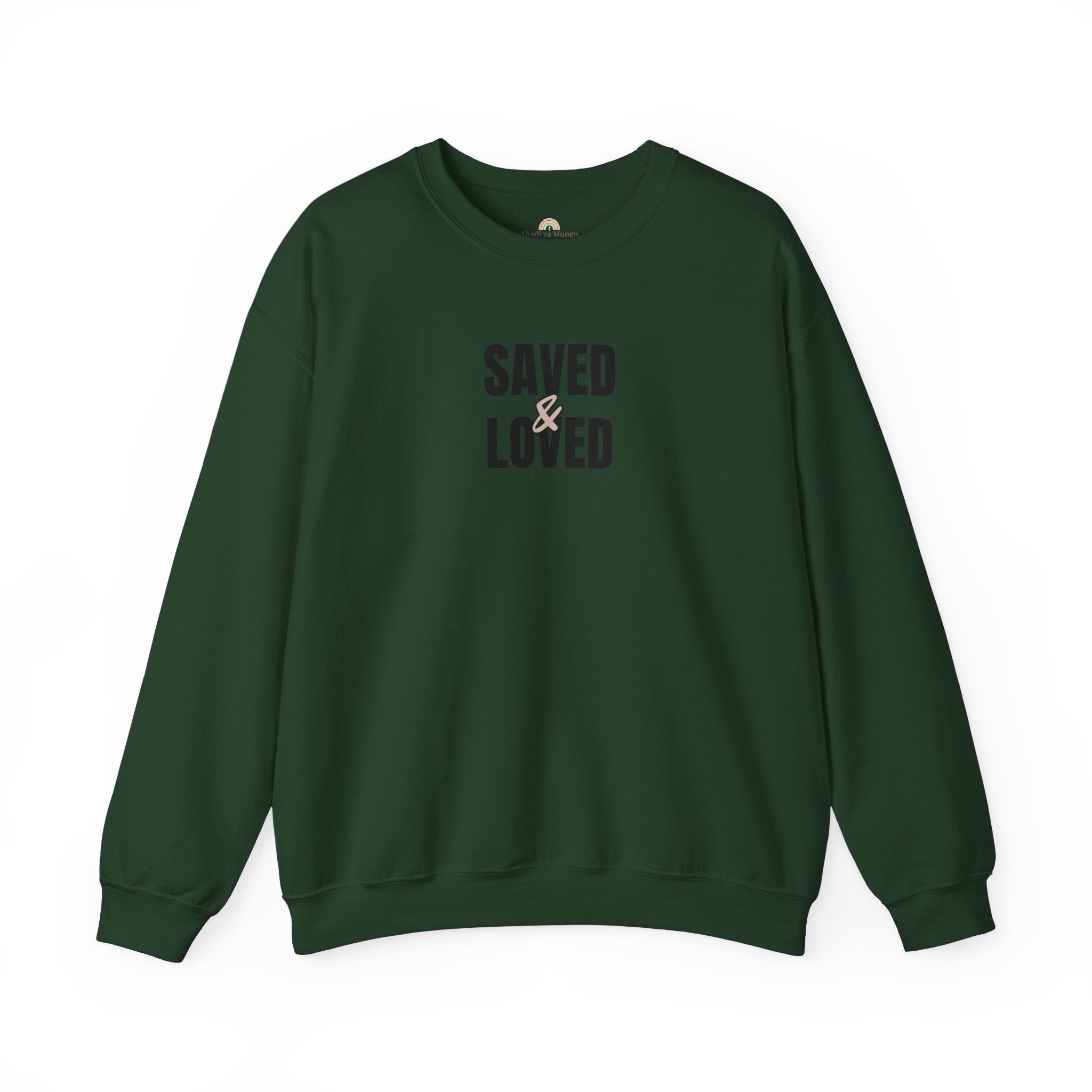 Saved & Loved Crewneck Sweatshirt — Psalm 91:16 Christian Faith Sweatshirt