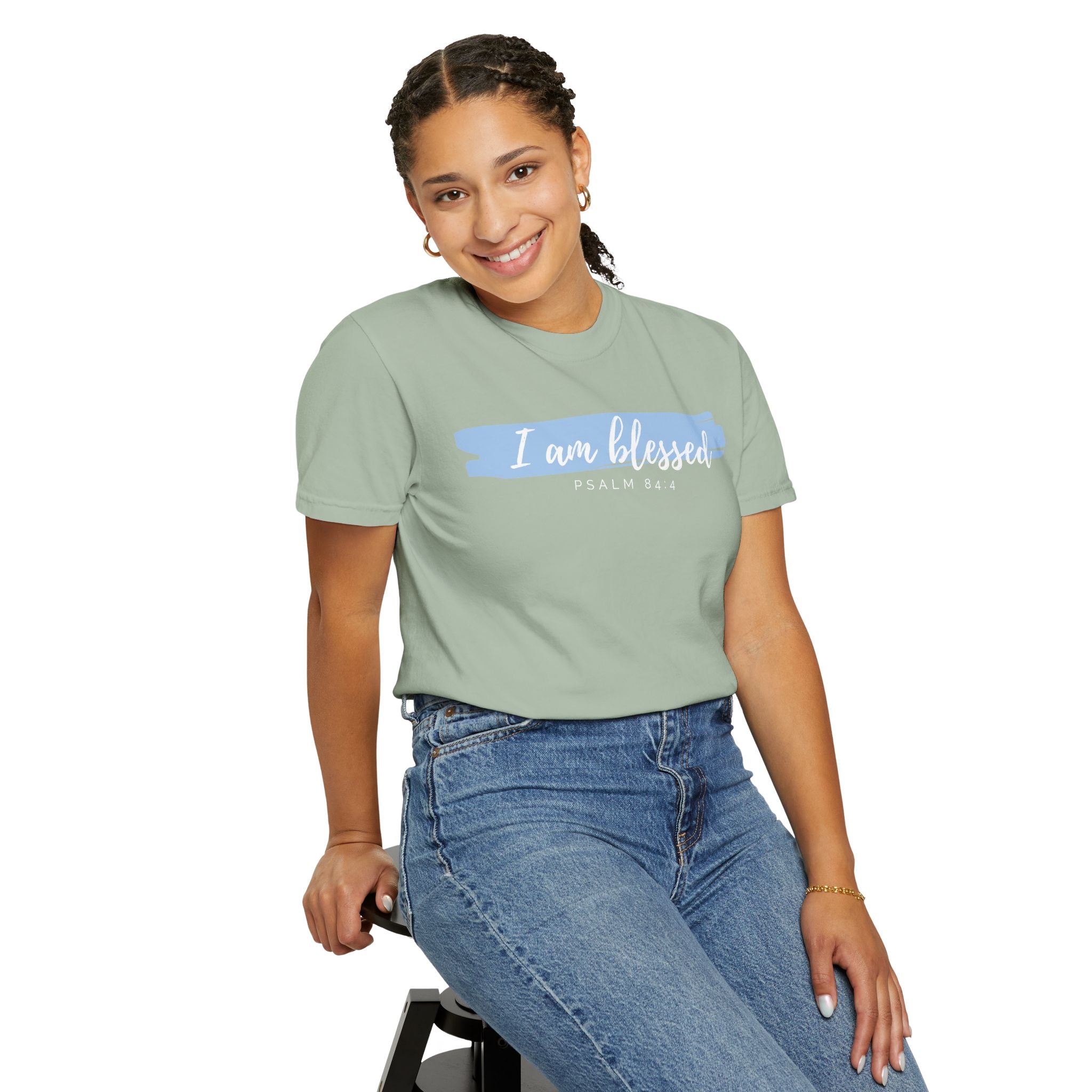I Am Blessed Christian T-Shirt — Psalm 84:4 Scripture Tee | Garment-Dyed Faith Shirt