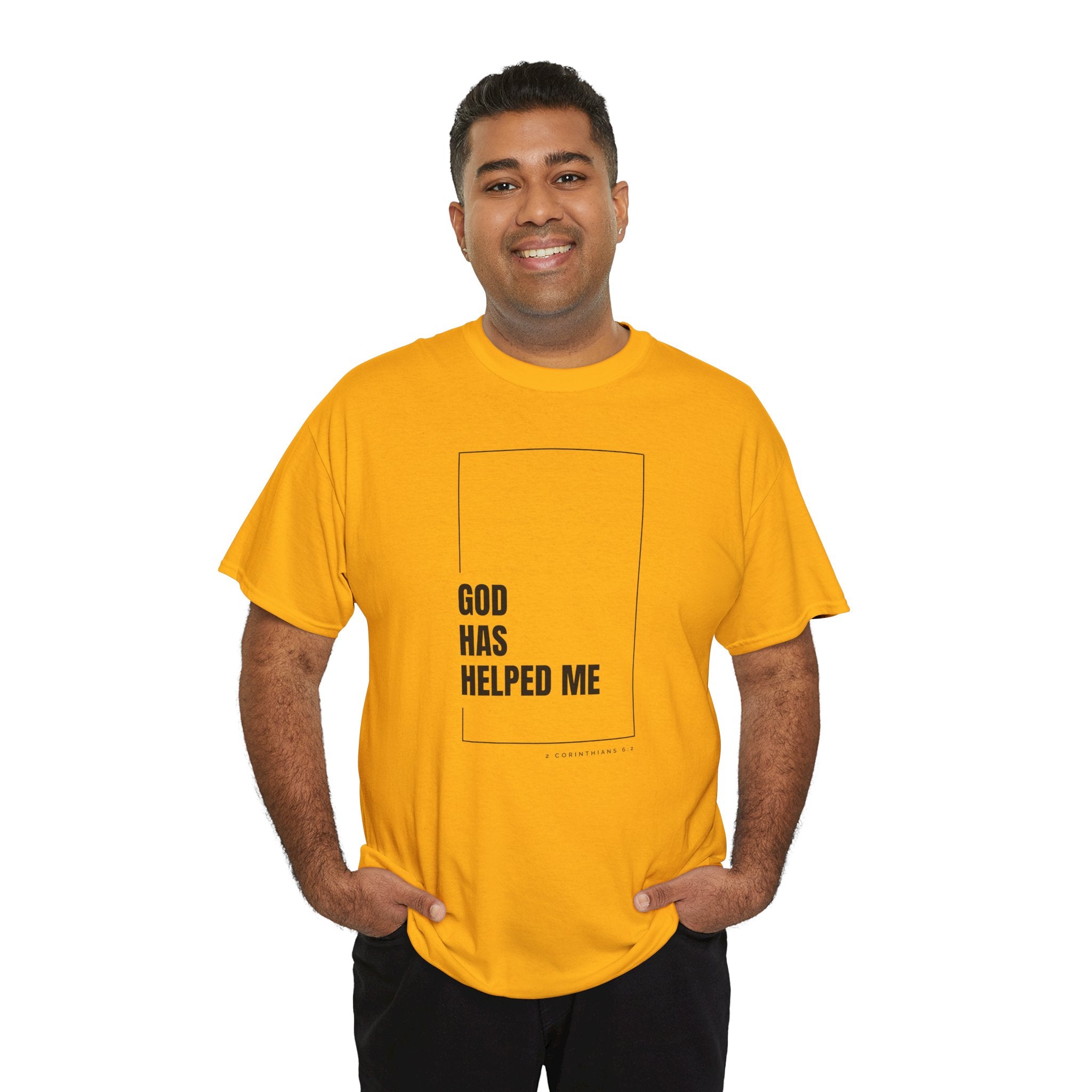 God Has Helped Me Christian T-Shirt – 2 Corinthians 6:2 Faith Tee | Unisex Heavy Cotton Shirt