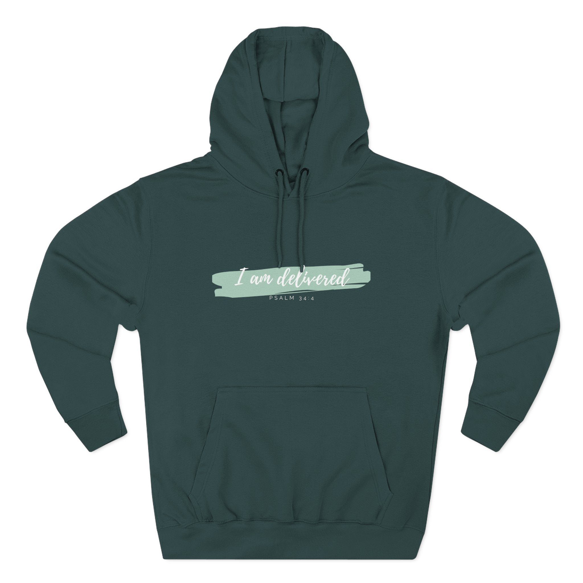 I Am Delivered Christian Hoodie — Psalm 34:4 Faith Hoodie | Inspirational Scripture Pullover | Unisex Christian Apparel