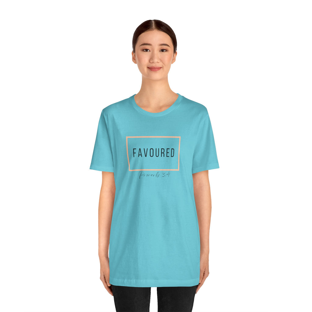 Favoured Christian T-Shirt – Proverbs 3:4 Scripture Tee | Faith-Based Unisex Shirt