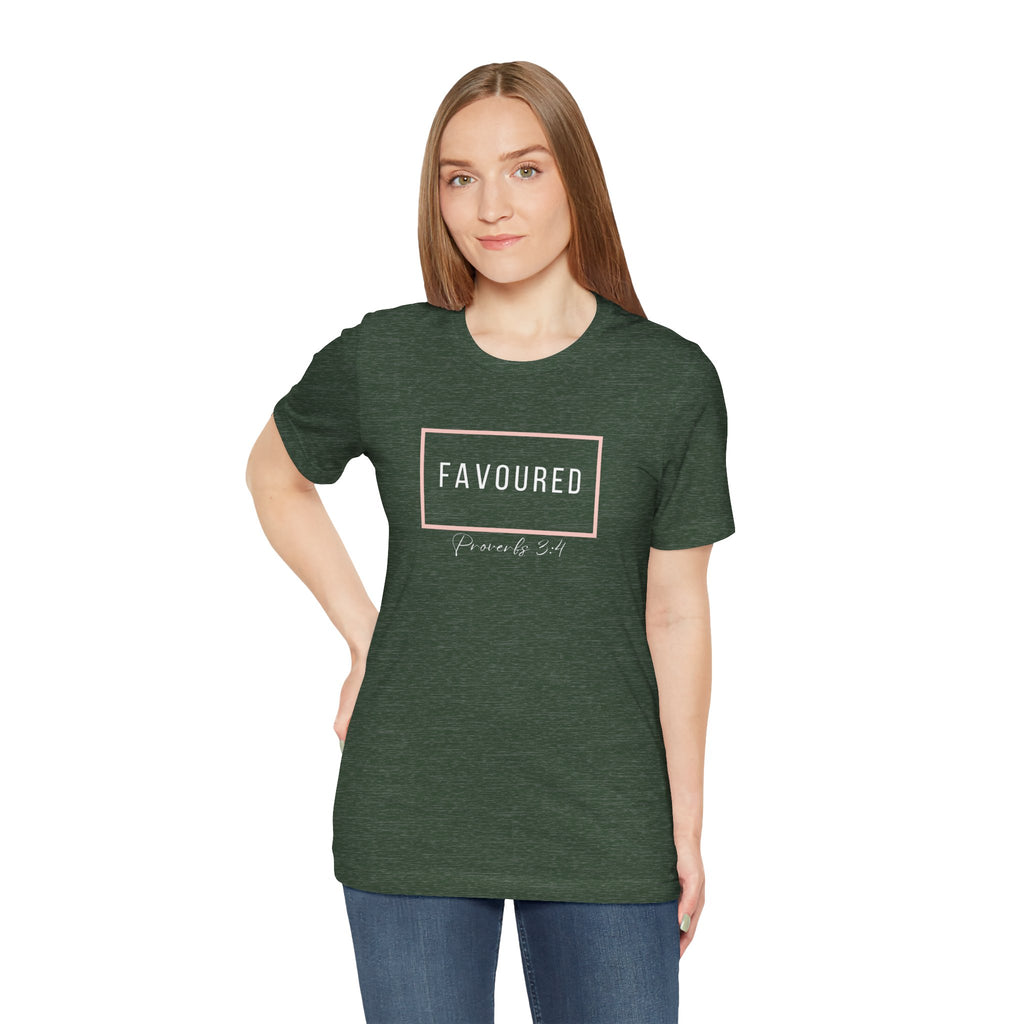 Favoured Christian T-Shirt – Proverbs 3:4 Scripture Tee | Faith-Based Unisex Shirt