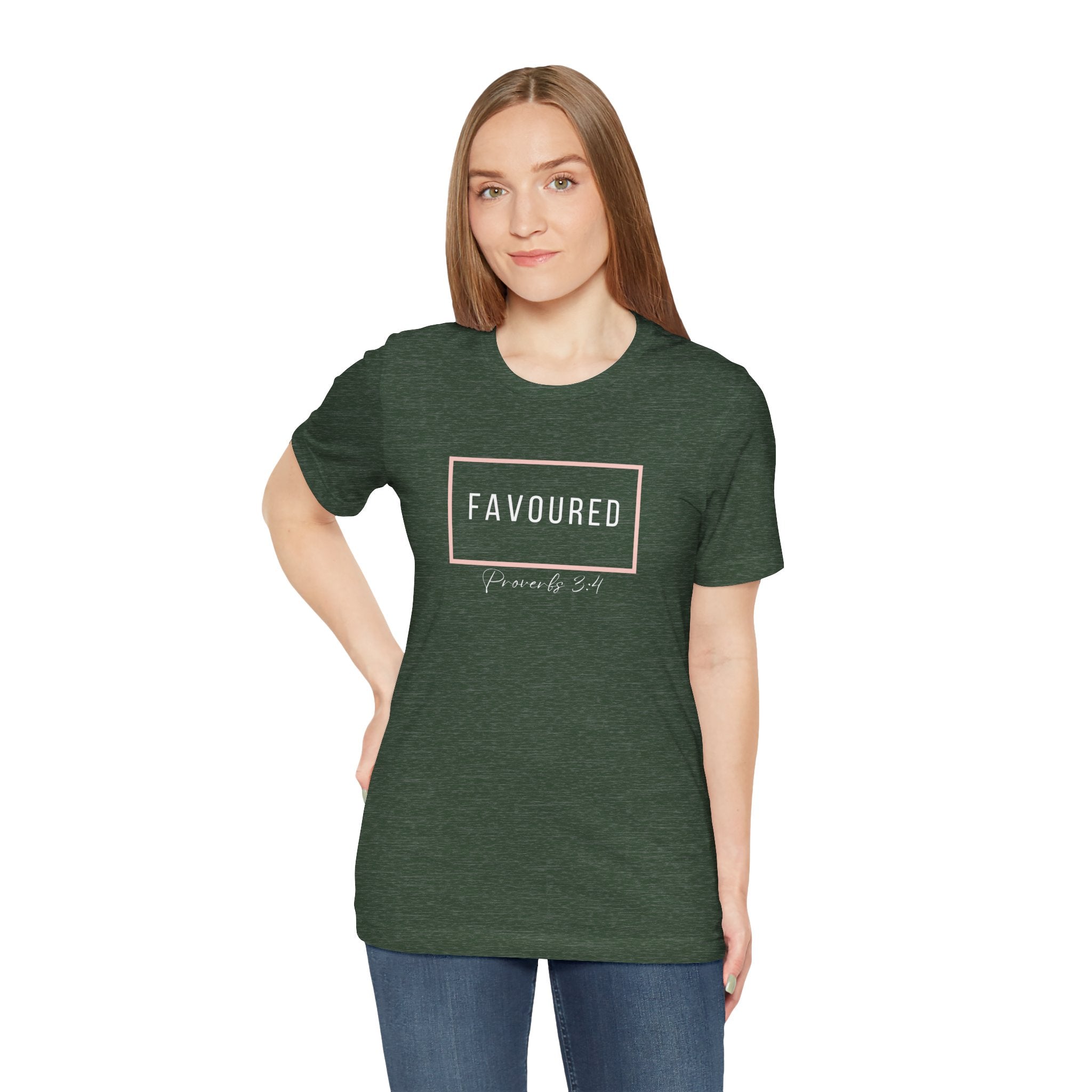 Favoured Christian T-Shirt – Proverbs 3:4 Scripture Tee | Faith-Based Unisex Shirt