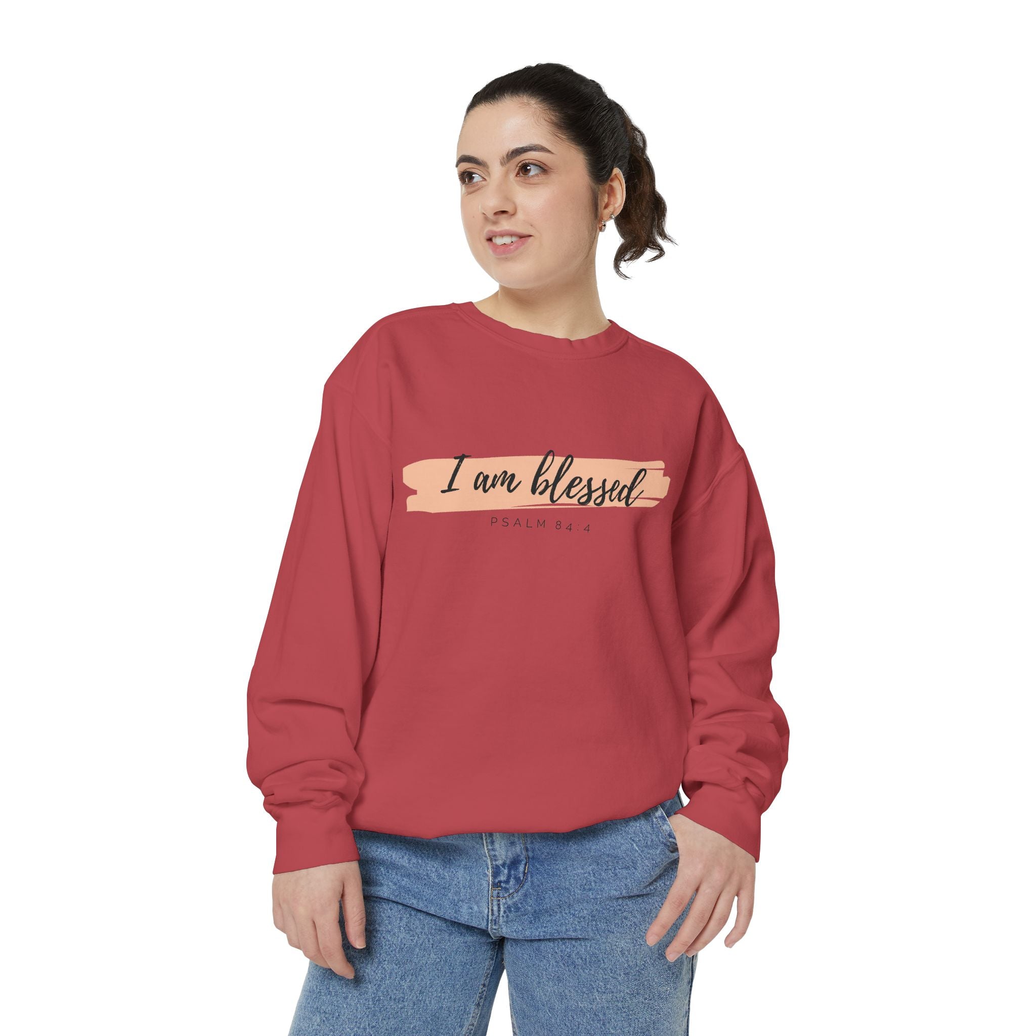 I Am Blessed Sweatshirt – Psalm 84:4 Christian Inspirational Crewneck (Garment-Dyed)